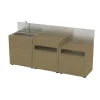 Cuisine 3 Eléments Taupe avec crédence inox - LE MARQUIER