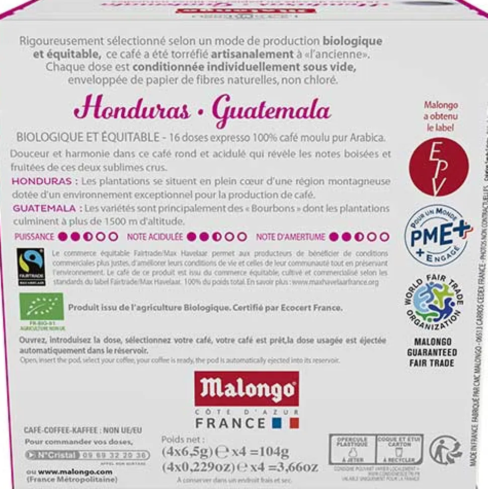 Dosettes café Honduras/Guatemala - Machine EOH - MALONGO