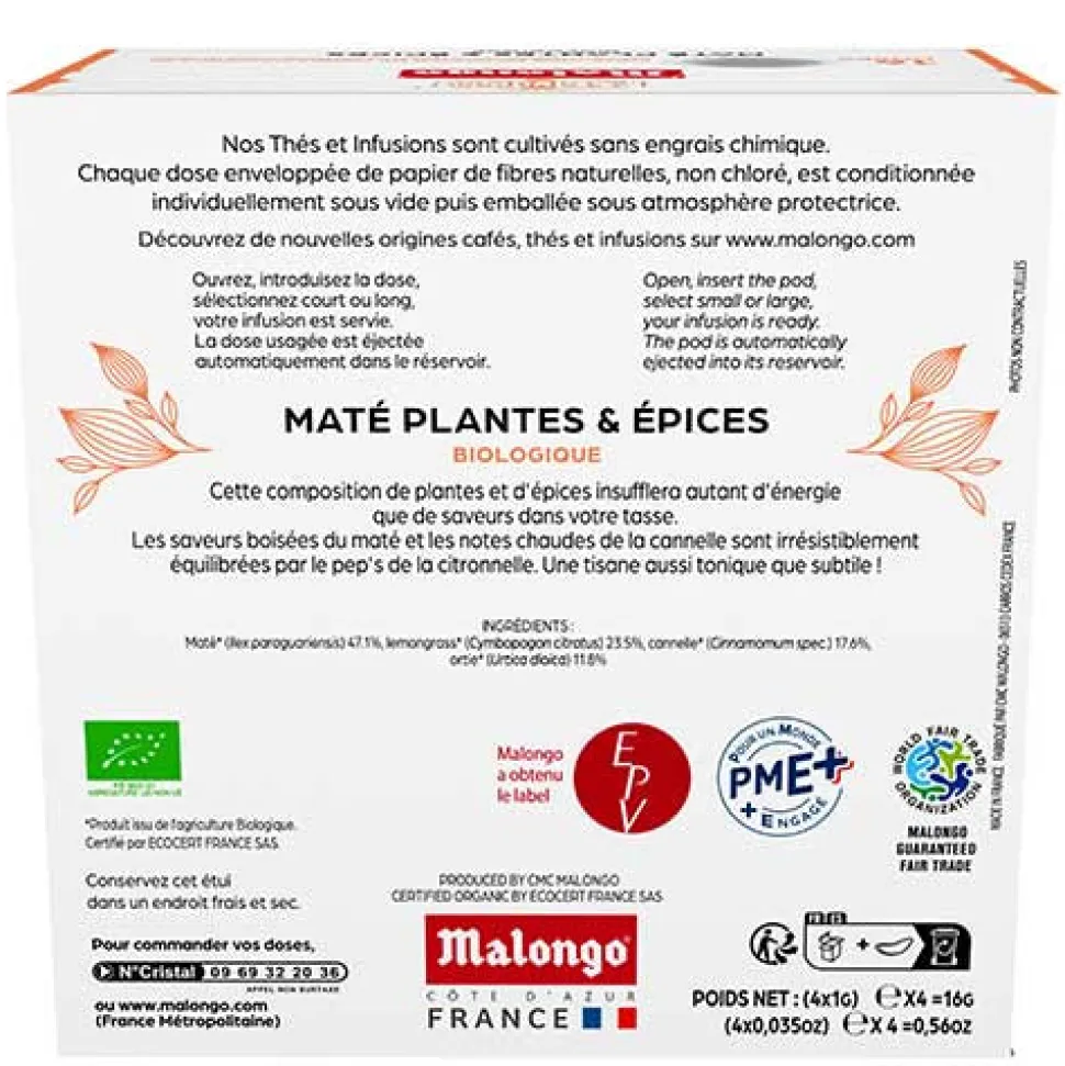 Dosettes infusion Maté, plantes et épices - Machine EOH - MALONGO