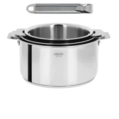 Ensemble de 3 Casseroles inox Casteline avec 1 poignée Zenith INCLUSE - CRISTEL