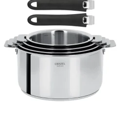 Ensemble de 4 Casseroles inox Casteline avec 2 poignées Mutine Noir INCLUSES - CRISTEL