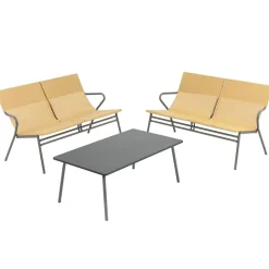 Ensemble table basse et 2 banquettes Jaune Safran - LAFUMA