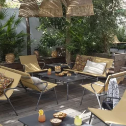 Ensemble table basse et 2 fauteuils Jaune Safran - LAFUMA