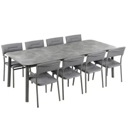 Ensemble table extensible et 8 fauteuils de jardin - LAFUMA