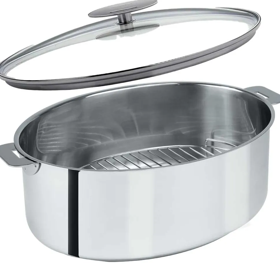 Faitout Ovale avec grille et couvercle Mutine Amovible - CRISTEL