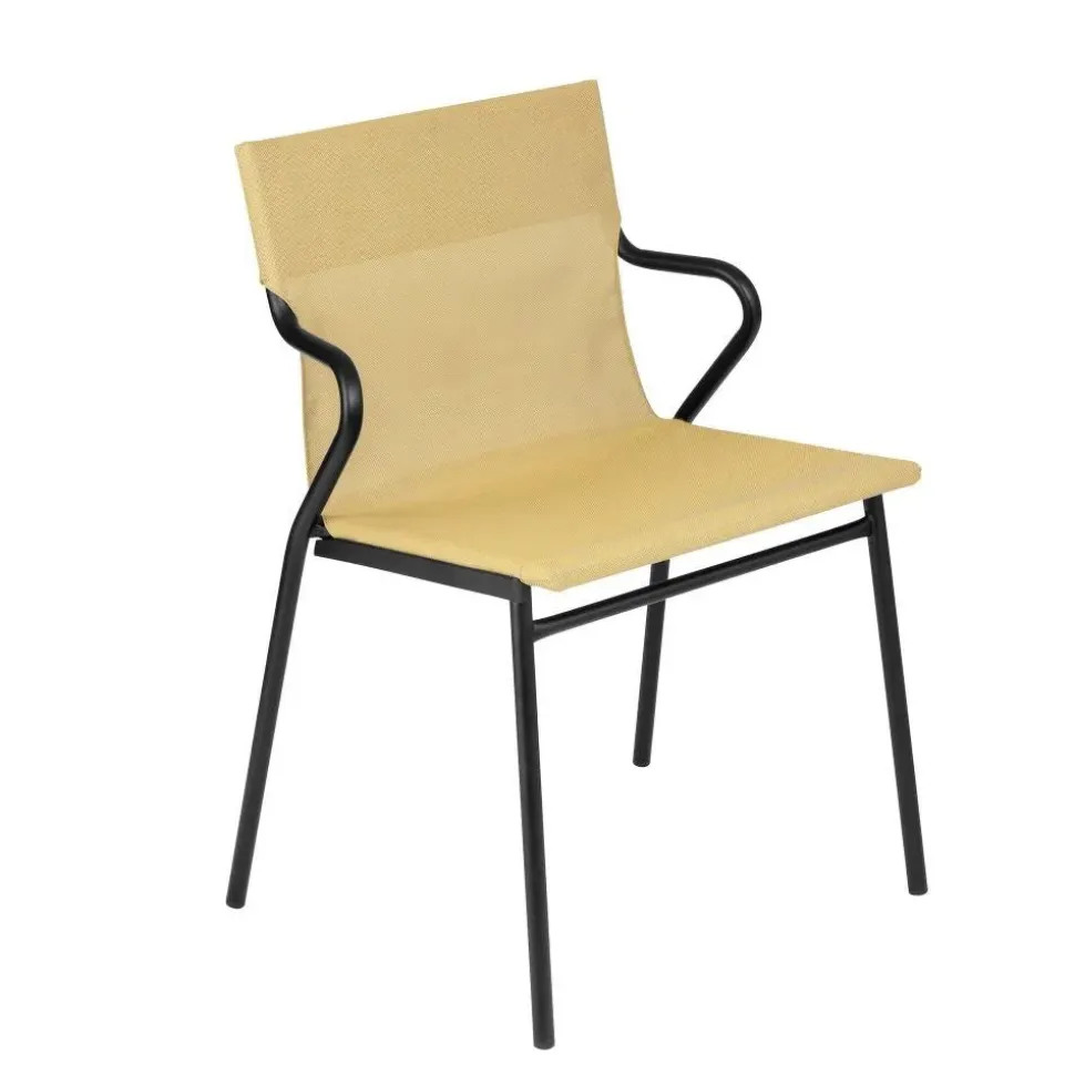 Fauteuil extérieur professionnel structure noire Horizon- toile Batyline Duo - LAFUMA