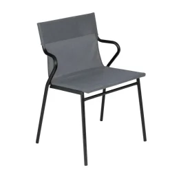 Fauteuil extérieur professionnel structure noire Horizon- toile Batyline Duo - LAFUMA