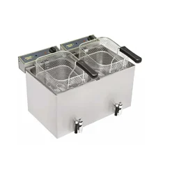 Friteuse électrique professionnelle double cuve 2 x 8 L avec vidange - ROLLER GRILL