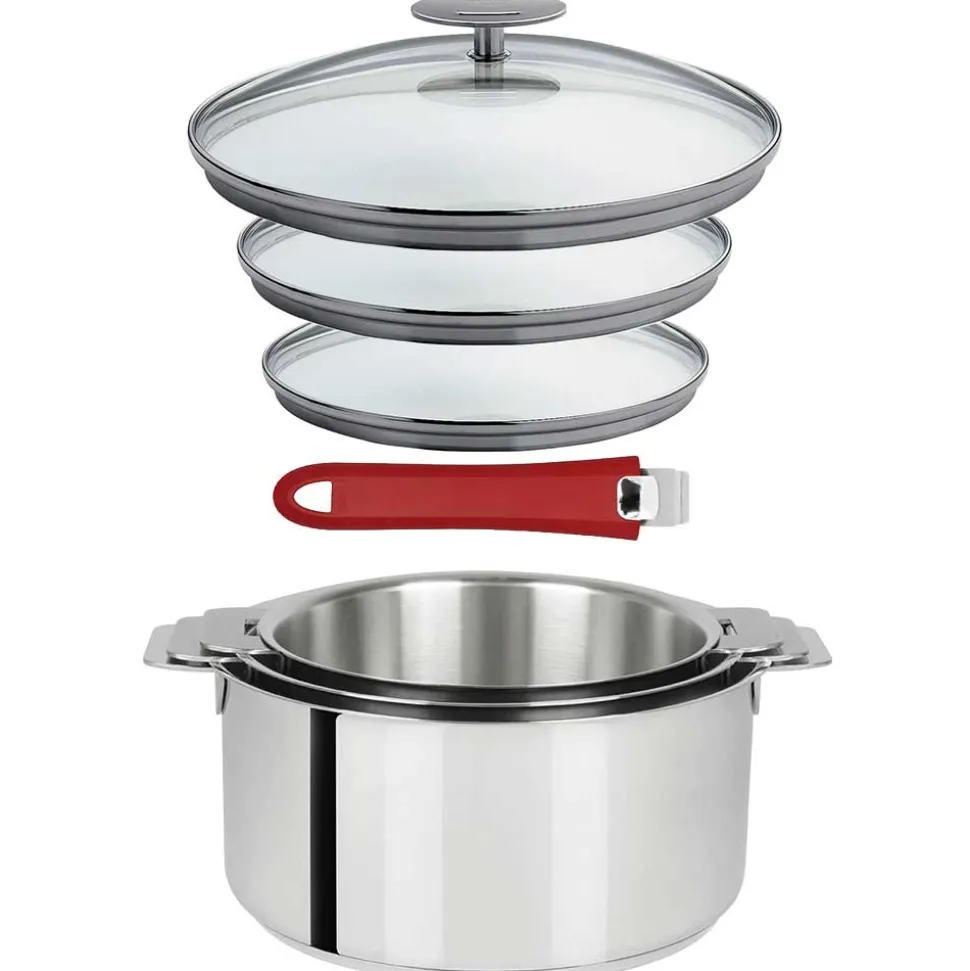 Lot 3 Casseroles inox Mutine avec Poignée et Couvercles - CRISTEL