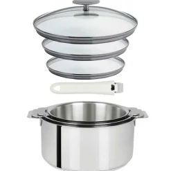 Lot 3 Casseroles inox Mutine avec Poignée et Couvercles - CRISTEL