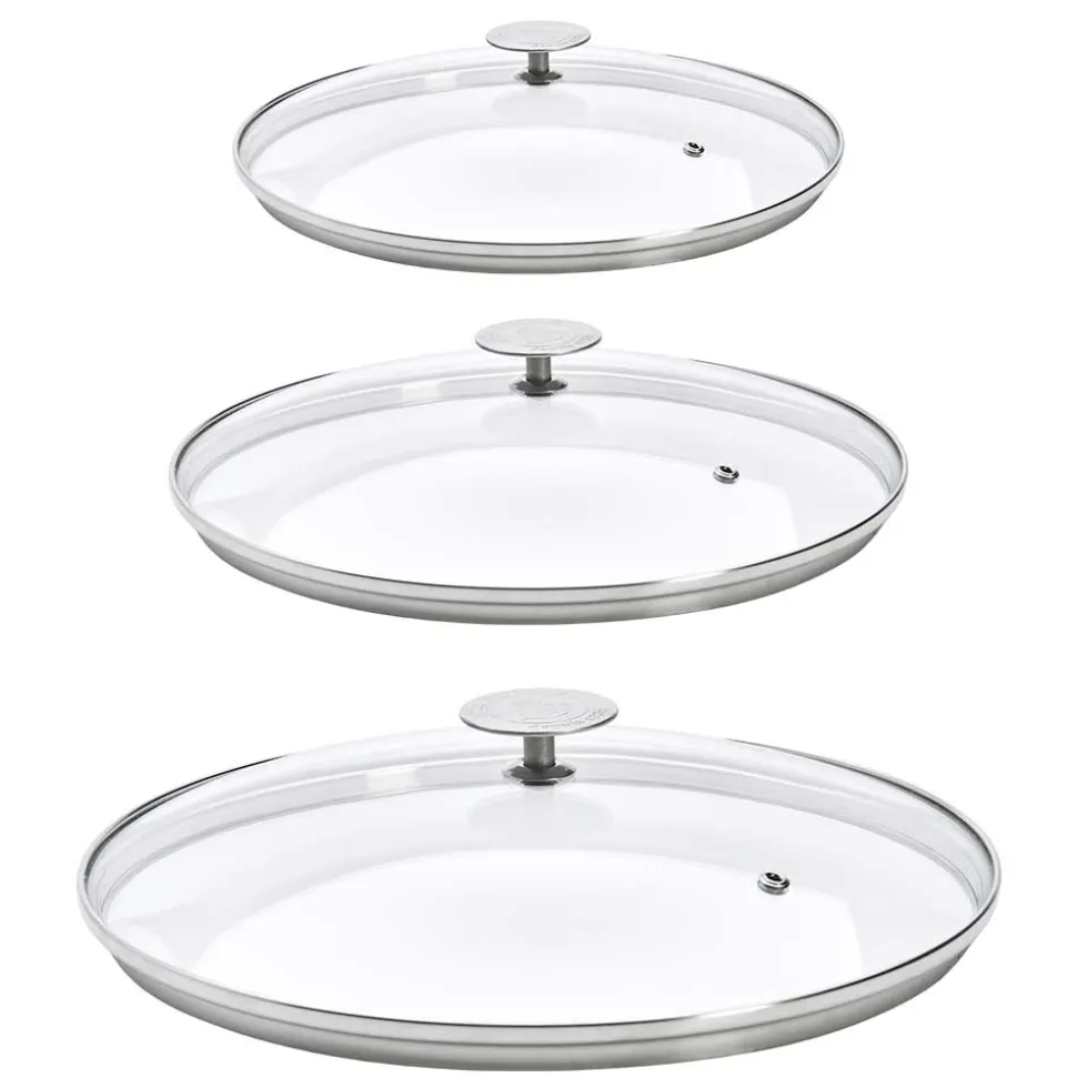 Lot 3 Couvercles en verre avec Pontet inox - DE BUYER