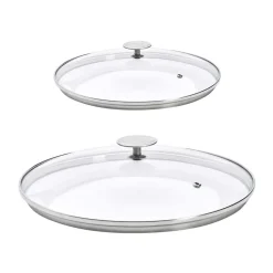 Lot 2 Couvercles en verre avec Pontet inox - DE BUYER