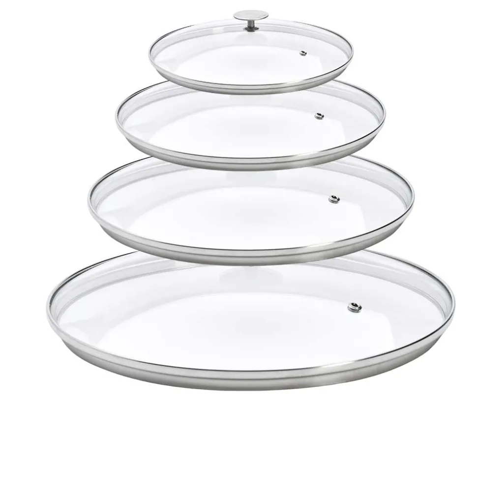 Lot 4 Couvercles en verre avec Pontet inox - DE BUYER