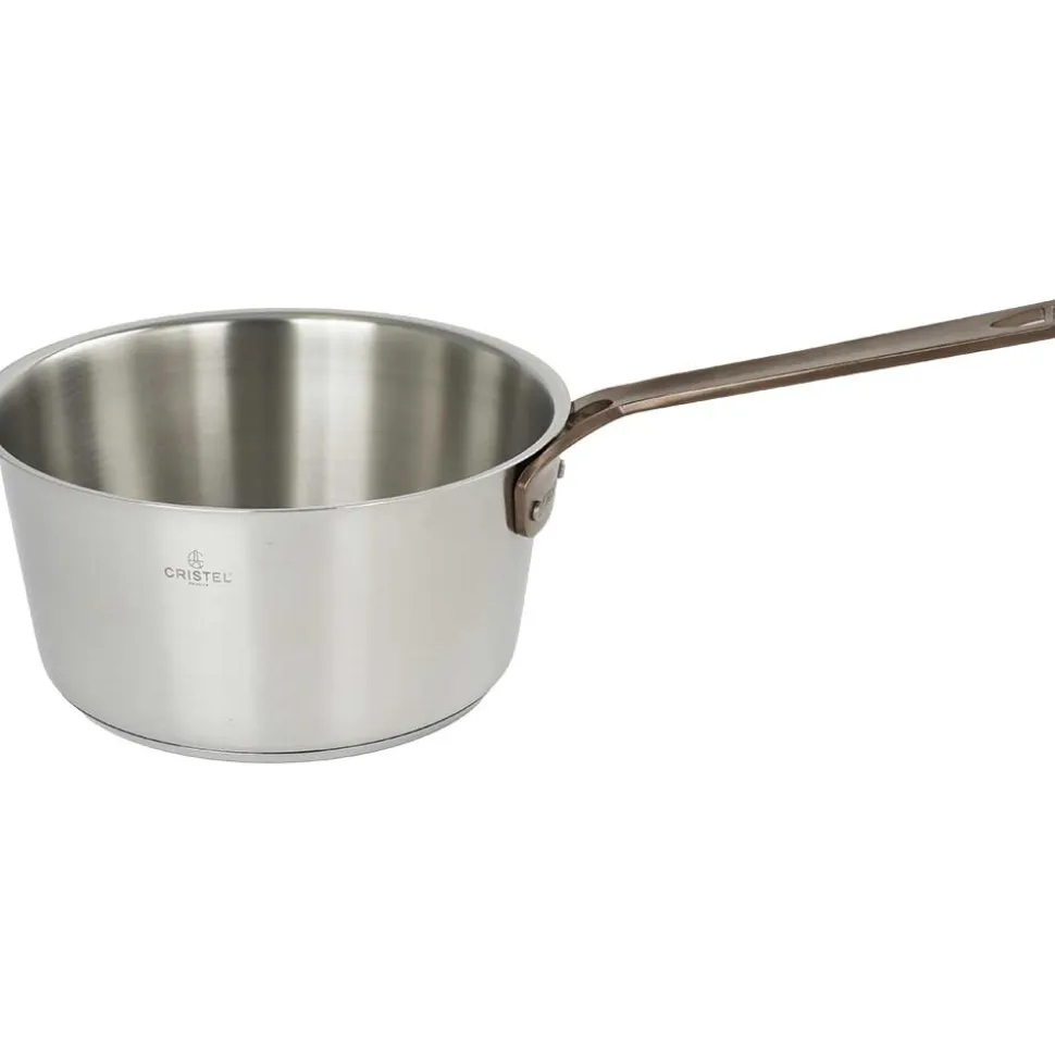 Lot de 3 Casseroles Inox Brossé Poignée Cuivrée - CRISTEL