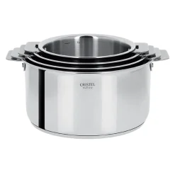 Lot de 4 Casseroles inox Casteline poignée amovible - CRISTEL