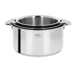 Lot de 3 Casseroles inox Casteline poignée amovible - CRISTEL