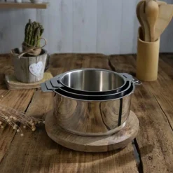 Lot de 3 Casseroles inox Mutine poignée amovible - CRISTEL