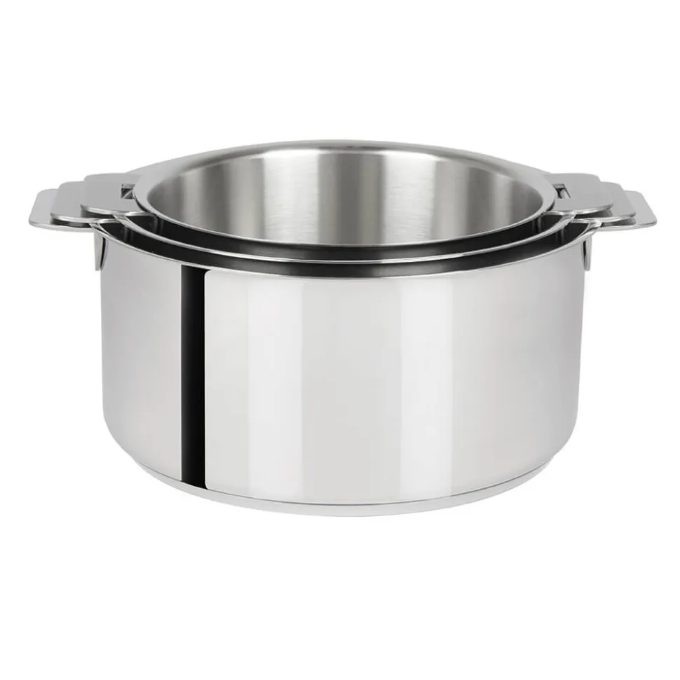 Lot de 3 Casseroles inox Mutine poignée amovible - CRISTEL