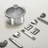 Lot de 4 casseroles inox STRATE + 2 poignées ZENITH amovibles OFFERTES - CRISTEL