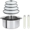 Lot de 4 Casseroles Mutine avec 2 poignées et 4 couvercles - CRISTEL