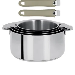 Lot de 4 Casseroles Mutine poignée amovible avec 2 poignées Mutine INCLUSES - CRISTEL