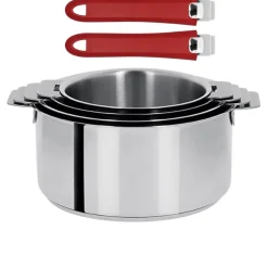 Lot de 4 Casseroles Mutine poignée amovible avec 2 poignées Mutine INCLUSES - CRISTEL