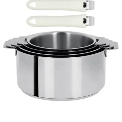 Lot de 4 Casseroles Mutine poignée amovible avec 2 poignées Mutine INCLUSES - CRISTEL