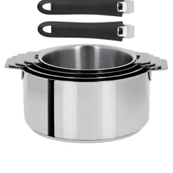 Lot de 4 Casseroles Mutine poignée amovible avec 2 poignées Mutine INCLUSES - CRISTEL