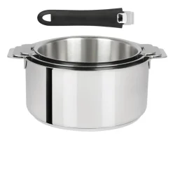 Lot de 3 Casseroles Mutine poignée amovible avec 1 poignée Mutine INCLUSE - CRISTEL