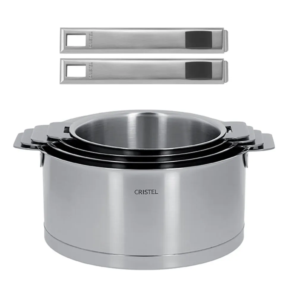 Lot de 4 Casseroles STRATE + 2 poignées STRATE amovibles OFFERTES - CRISTEL