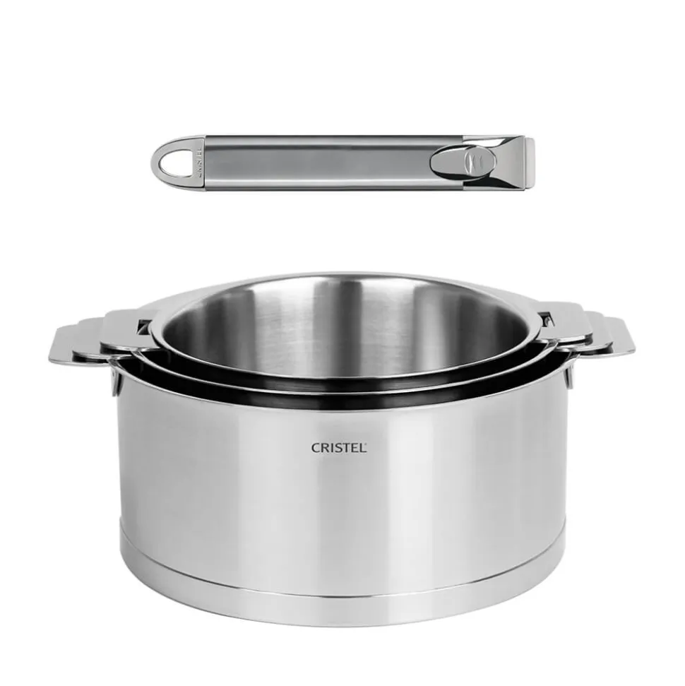 Lot de 3 Casseroles STRATE poignée ZENITH amovible OFFERTE - CRISTEL