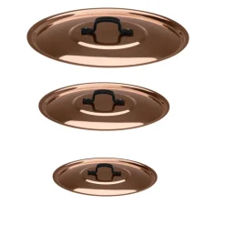 Lot de 3 Couvercles Cuivre Etamé - BAUMALU