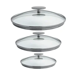 Lot de 3 Couvercles en verre bombé Platine - CRISTEL