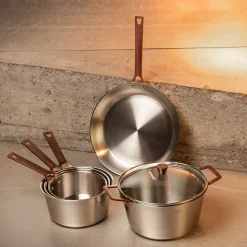 Lot de 3 couvercles en verre bombé bouton cuivré - CRISTEL