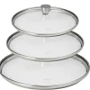 Lot de 3 Couvercles verre bombé bouton inox 1826 - CRISTEL