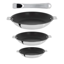 Lot de 3 Poêles antiadhérent Casteline poignée amovible OFFERTE - CRISTEL
