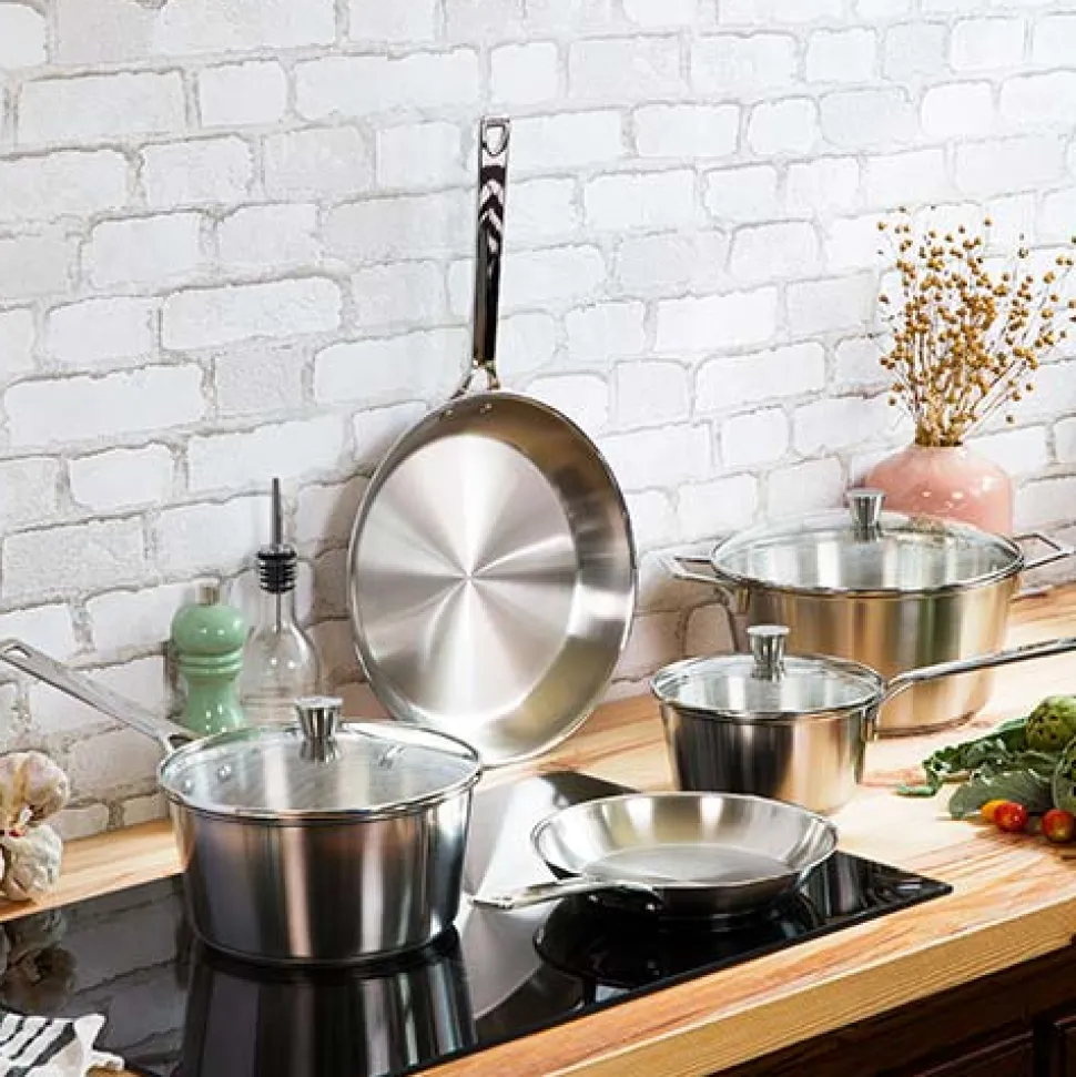 Lot de 3 poêles Inox Brossé 1826 - CRISTEL