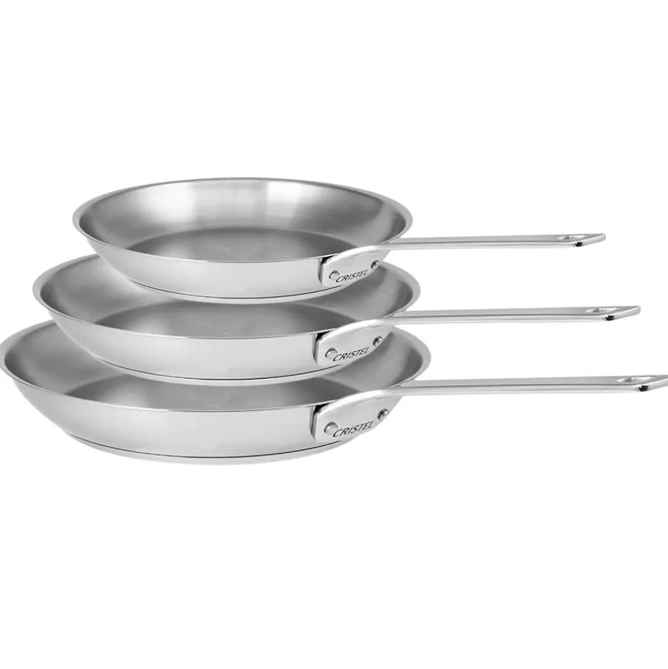Lot de 3 poêles Inox Brossé 1826 - CRISTEL