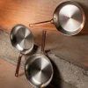 Lot de 2 Poêles Inox Brossé Poignée Cuivrée - CRISTEL