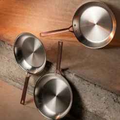 Lot de 2 Poêles Inox Brossé Poignée Cuivrée - CRISTEL