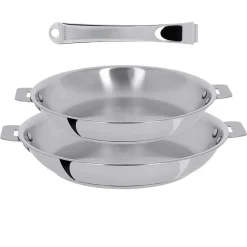 Lot de 2 Poêles inox Casteline poignée amovible INCLUSE - CRISTEL
