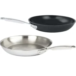 Lot de 2 Poêles inox et céramique CASTEL'PRO - CRISTEL