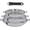 Lot de 3 Poêles inox Mutine poignée amovible OFFERTE - CRISTEL