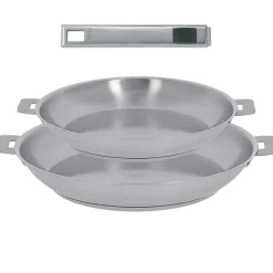Lot de 2 Poêles inox STRATE avec poignée INCLUSE - CRISTEL