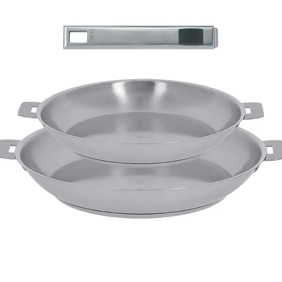 Lot de 2 Poêles inox STRATE avec poignée INCLUSE - CRISTEL