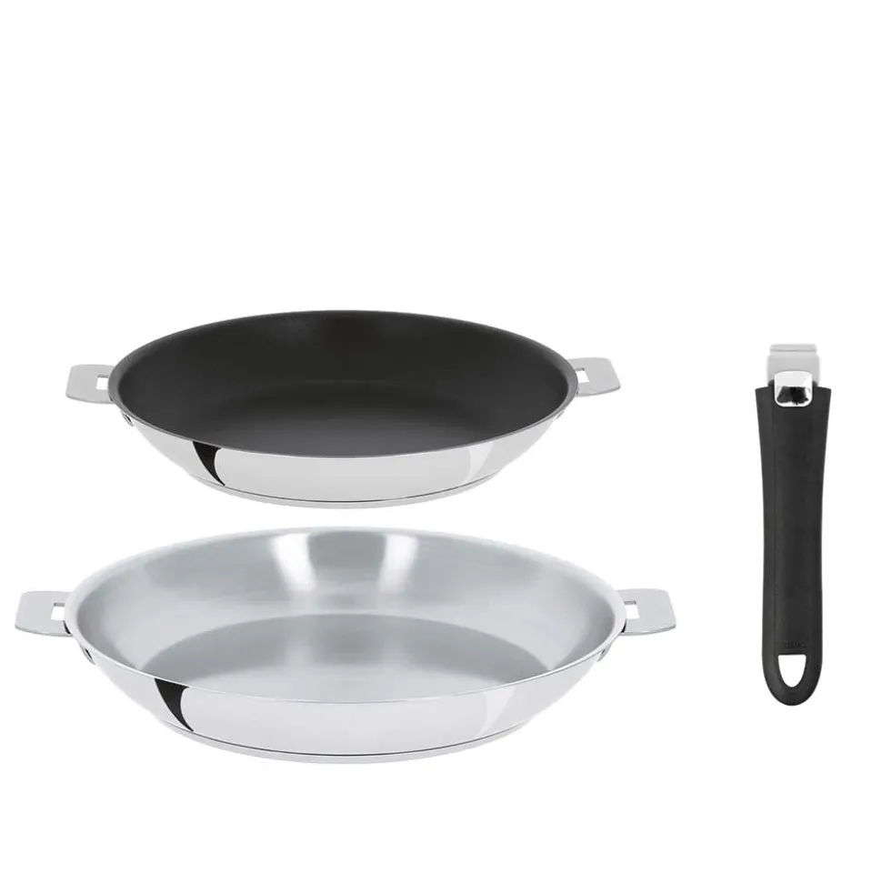 Lot de 2 poêles Mutine 24 cm et 28 cm avec poignée - CRISTEL