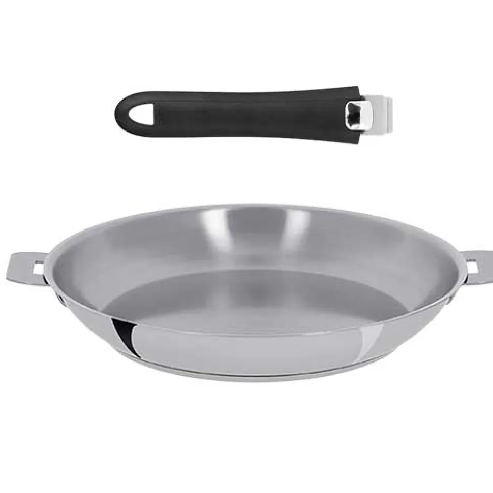 Lot Poêle inox Mutine avec 1 poignée amovible - CRISTEL