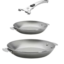 Lot 2 Poêles acier MINERAL B LOQY 24cm et 28cm Poignée incluse - DE BUYER