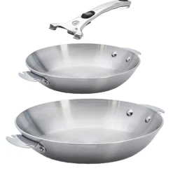 Lot 2 Poêles inox Alchimy LOQY avec poignée incluse - DE BUYER