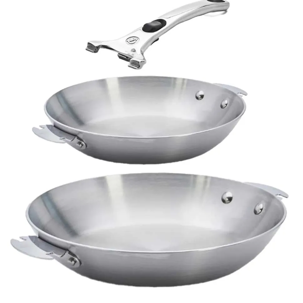 Lot 2 Poêles inox Alchimy LOQY avec poignée incluse - DE BUYER